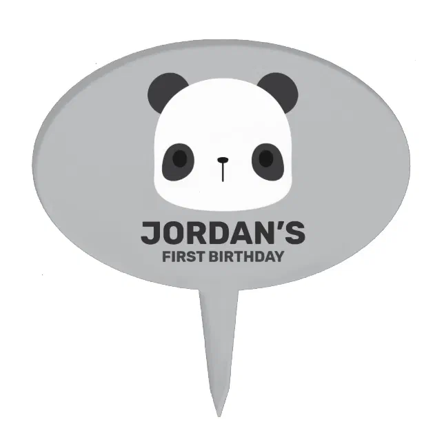 Cute Little Panda Bear with Personalized Name Cake Topper | Zazzle