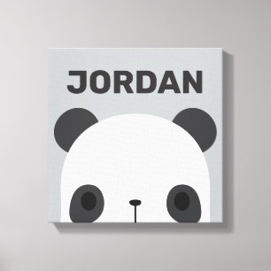 Cute Little Panda Bear with Personalized Name Canvas Print