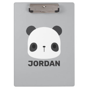 Cute Little Panda Bear with Personalized Name Clipboard