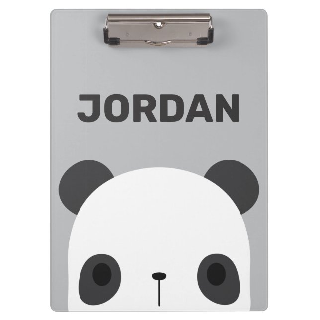 Cute Little Panda Bear with Personalized Name Clipboard (Front)