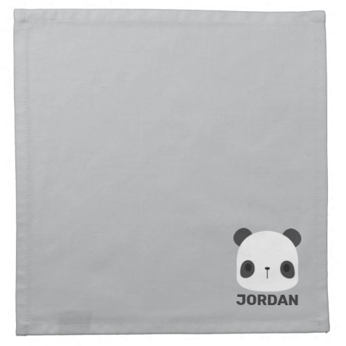 Cute Little Panda Bear with Personalized Name Cloth Napkin