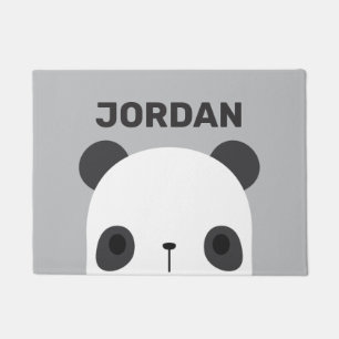 Cute Little Panda Bear with Personalized Name Doormat