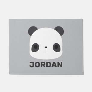 Cute Little Panda Bear with Personalized Name Doormat