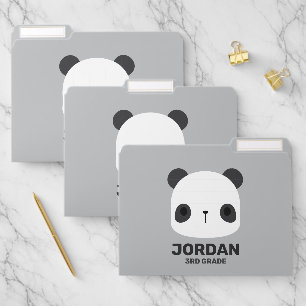 Cute Little Panda Bear with Personalized Name File Folder