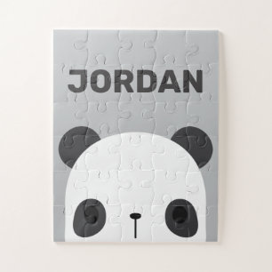 Cute Little Panda Bear with Personalized Name Jigsaw Puzzle