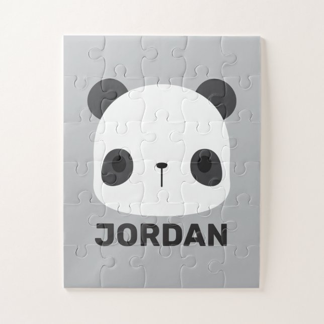Cute Little Panda Bear with Personalized Name Jigsaw Puzzle (Vertical)