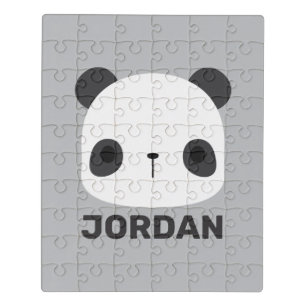 Cute Little Panda Bear with Personalized Name Jigsaw Puzzle