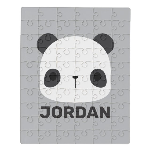 Cute Little Panda Bear with Personalized Name Jigsaw Puzzle (Puzzle Vertical)