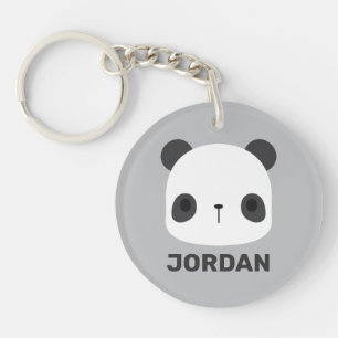 Cute Little Panda Bear with Personalized Name Keychain