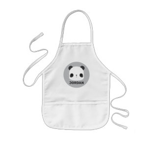 Cute Little Panda Bear with Personalized Name Kids' Apron
