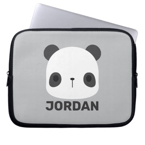 Cute Little Panda Bear with Personalized Name Laptop Sleeve