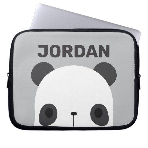 Cute Little Panda Bear with Personalized Name Laptop Sleeve