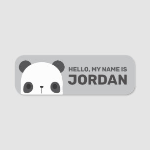 Cute Little Panda Bear with Personalized Name Name Tag