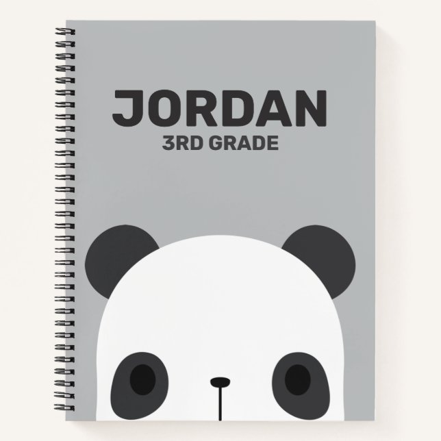 Cute Little Panda Bear with Personalized Name Notebook (Front)