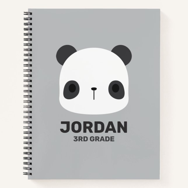 Cute Little Panda Bear with Personalized Name Notebook (Front)
