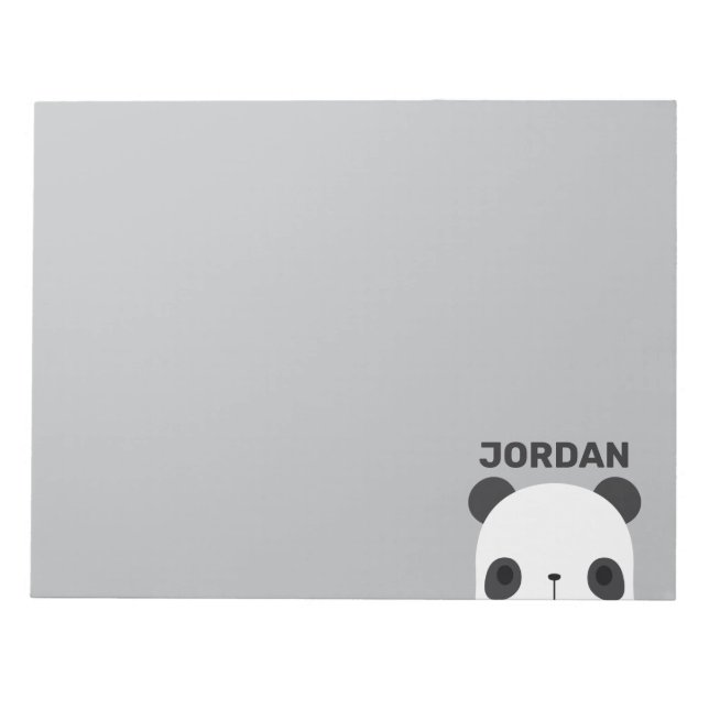 Cute Little Panda Bear with Personalized Name Notepad (Front)
