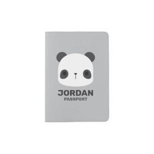 Cute Little Panda Bear with Personalized Name Passport Holder