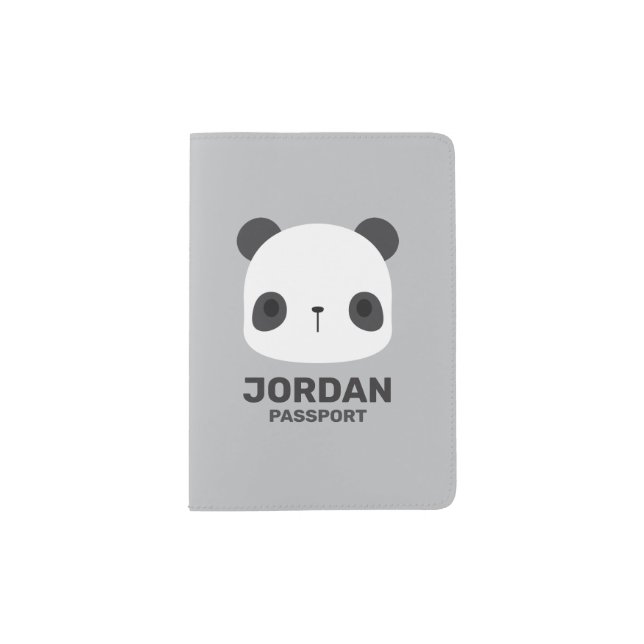 Cute Little Panda Bear with Personalized Name Passport Holder (Front)