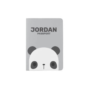 Cute Little Panda Bear with Personalized Name Passport Holder