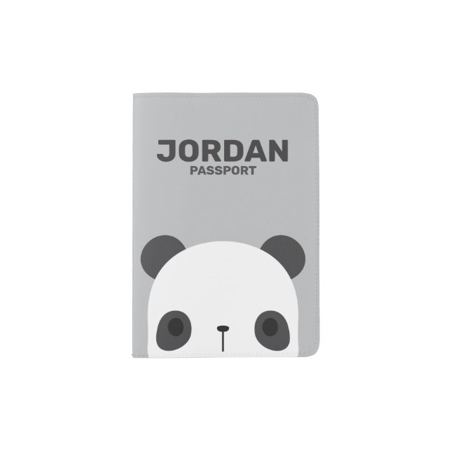 Cute Little Panda Bear with Personalized Name Passport Holder (Front)