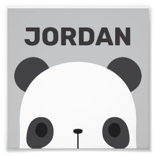 Cute Little Panda Bear with Personalized Name Phot Photo Print