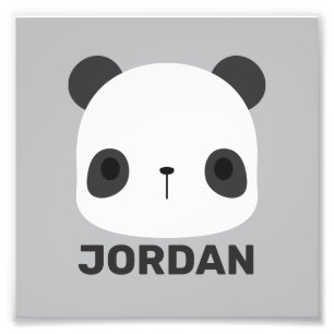Cute Little Panda Bear with Personalized Name Photo Print