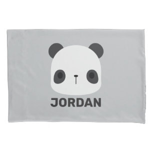 Cute Little Panda Bear with Personalized Name Pillow Case