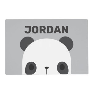 Cute Little Panda Bear with Personalized Name Placemat