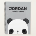 Cute Little Panda Bear with Personalized Name Planner<br><div class="desc">A cute design to brighten up your day.
This design features cute little panda bear with personalized name in grey modern sans serif font style on light grey background.

Perfect gifts for kids.</div>