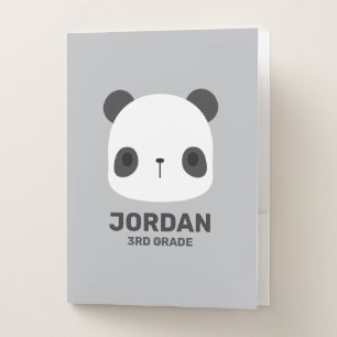 Cute Little Panda Bear with Personalized Name Pocket Folder