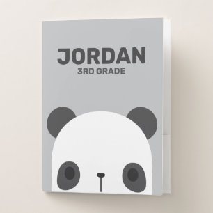 Cute Little Panda Bear with Personalized Name Pocket Folder