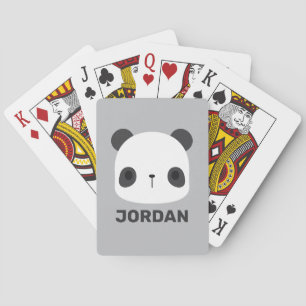 Cute Little Panda Bear with Personalized Name Poker Cards