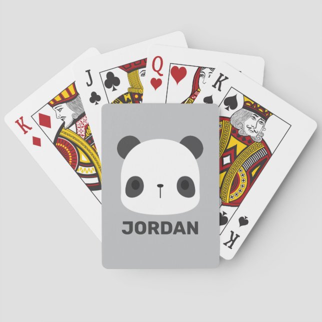 Cute Little Panda Bear with Personalized Name Poker Cards (Back)