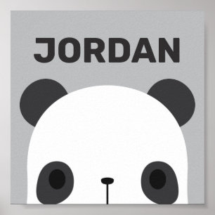 Cute Little Panda Bear with Personalized Name Post Poster