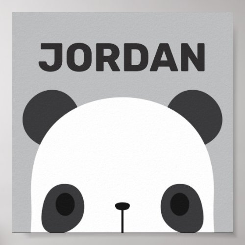 Cute Little Panda Bear with Personalized Name Post Poster