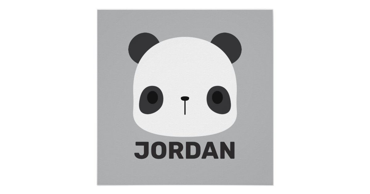 Cute Little Panda Bear with Personalized Name Poster | Zazzle