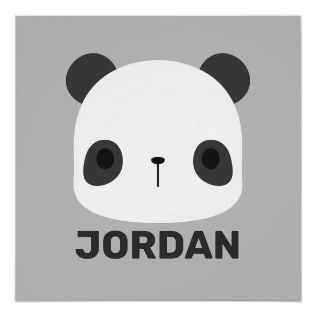 Cute Little Panda Bear with Personalized Name Poster | Zazzle