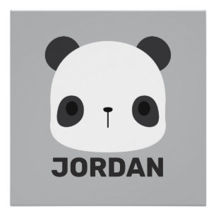 Cute Little Panda Bear with Personalized Name Poster