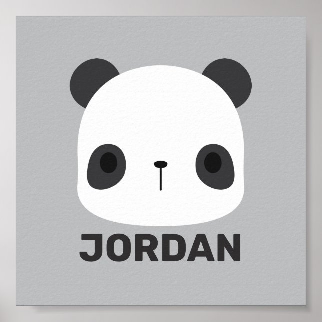 Cute Little Panda Bear with Personalized Name Poster (Front)