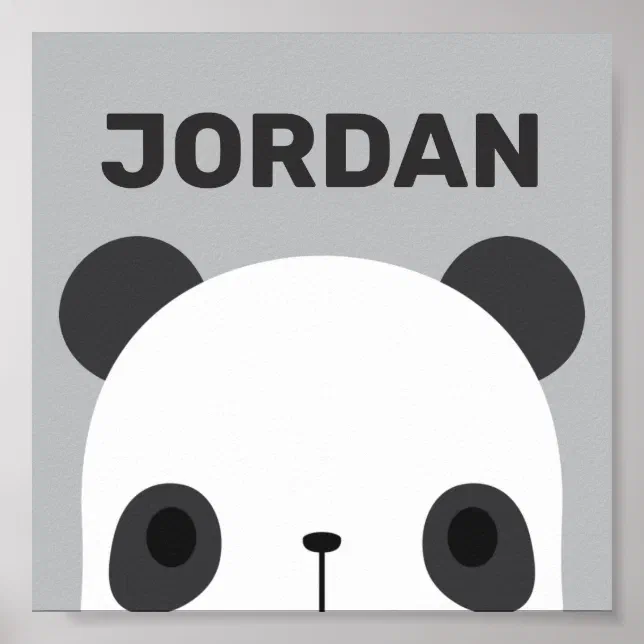 Cute Little Panda Bear with Personalized Name Poster | Zazzle
