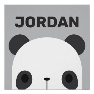 Cute Little Panda Bear with Personalized Name Poster