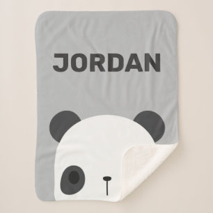 Cute Little Panda Bear with Personalized Name Sherpa Blanket