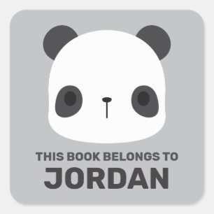 Cute Little Panda Bear with Personalized Name Square Sticker