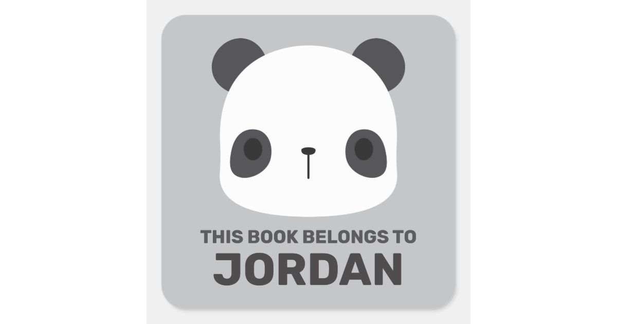 Cute Little Panda Bear with Personalized Name Square Sticker | Zazzle