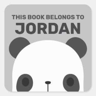 Cute Little Panda Bear with Personalized Name Square Sticker