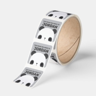 Cute Little Panda Bear with Personalized Name Square Sticker