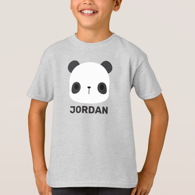 Cute Little Panda Bear with Personalized Name T-Shirt (Front)