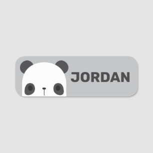 Cute Little Panda Bear with Personalized Name Tag