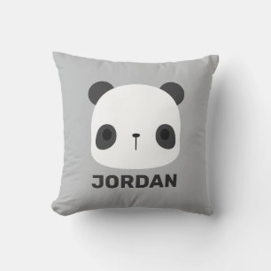 Cute Little Panda Bear with Personalized Name Thro Throw Pillow