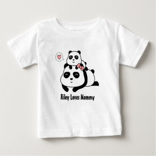Cute Little Panda Cub Loves Mommy, Mom and Baby Baby T-Shirt